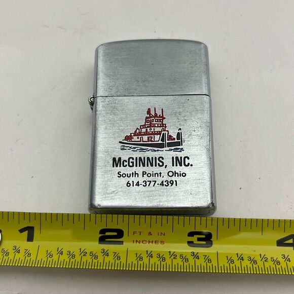 McGINNIS Inc. Men's Silver South Ohio Marine Ship Flip Top Cigarette Lighter zip - Picture 1 of 7